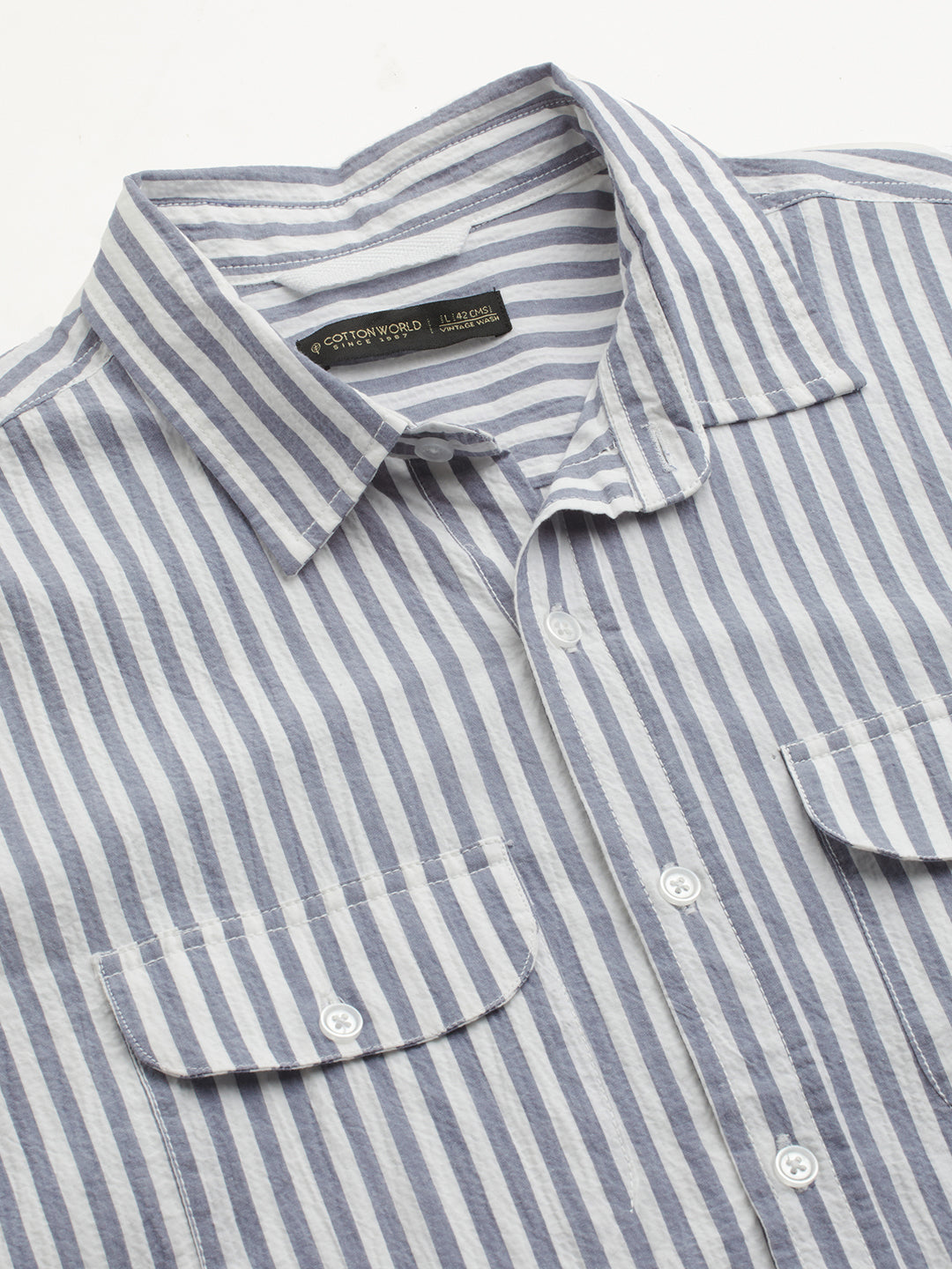 Men's Navy Cotton Lycra Regular Fit Shirt