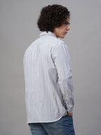 Men's Navy Cotton Lycra Regular Fit Shirt
