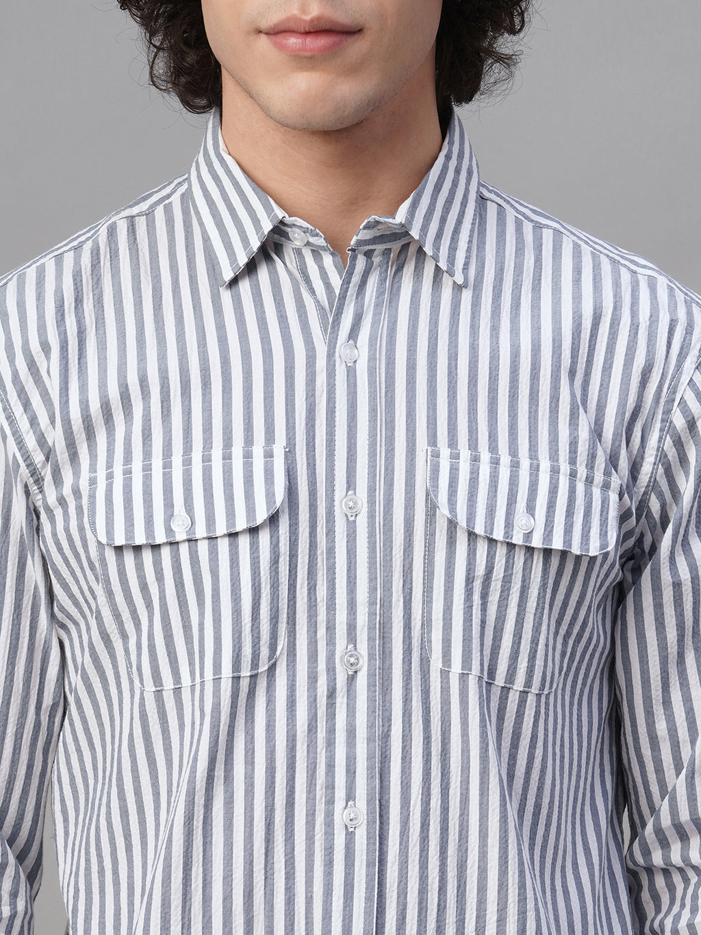 Men's Navy Cotton Lycra Regular Fit Shirt