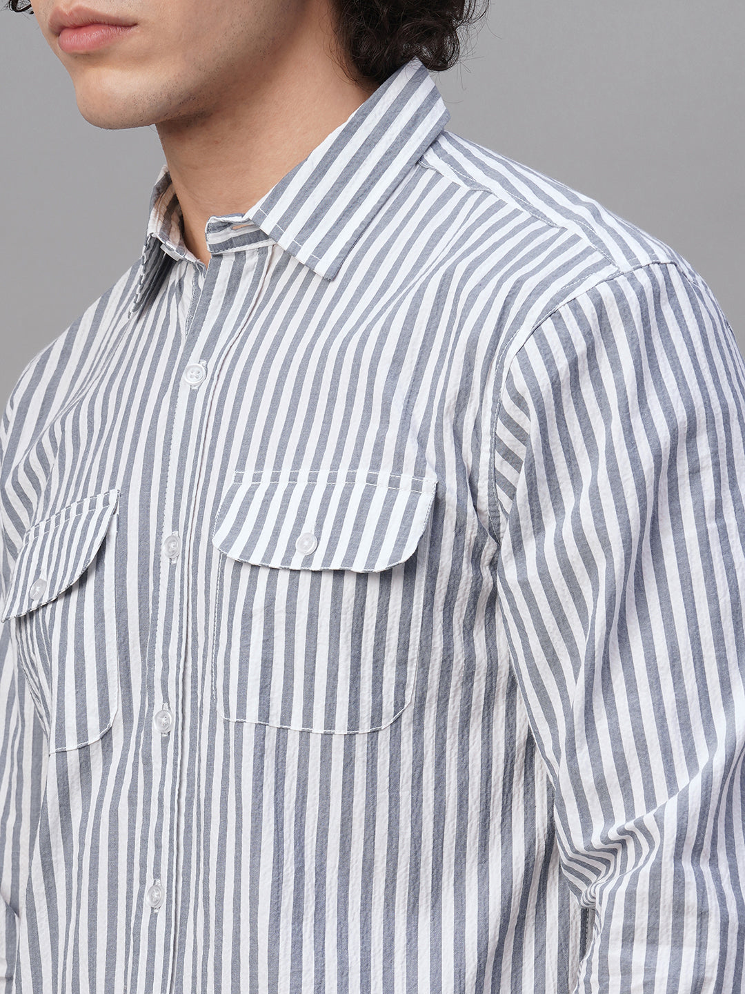 Men's Navy Cotton Lycra Regular Fit Shirt