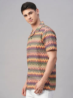 Men's Cotton Regular Fit Shirt Orange