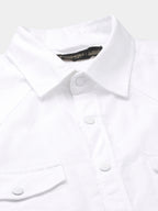 Men's White 100% Cotton Regular Fit 2 Pocket Western Yoke Shirt