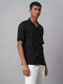 Men’s Linen Regular Fit Resort Shirt Black