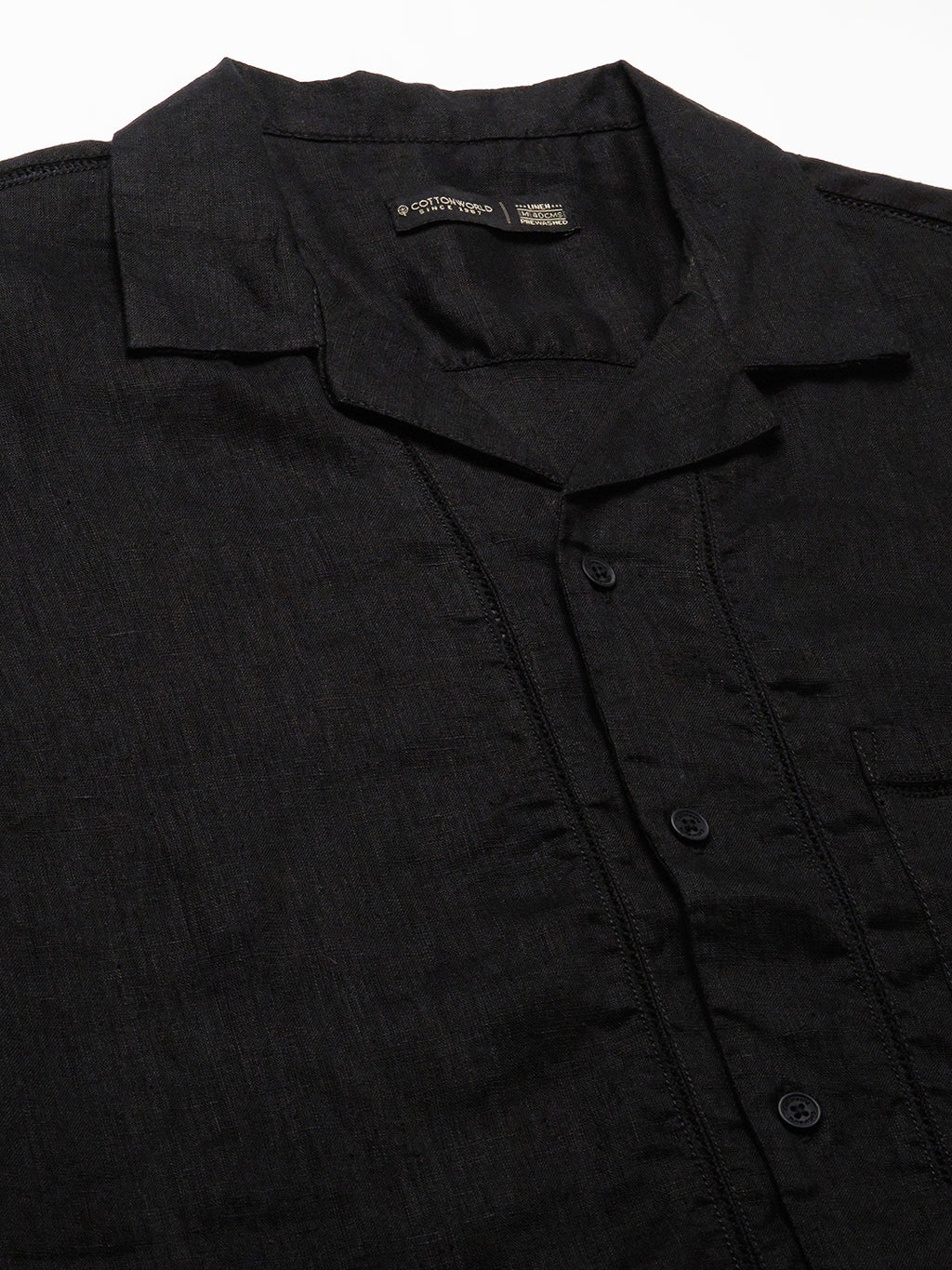 Men's Black 100% Linen Regular Fit Shirt