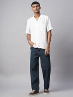 Men's White 100% Linen Regular Fit Shirt