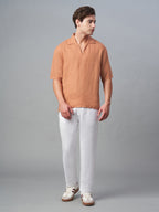 Men's Brick 100% Linen Loose Fit Shirt