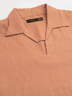 Men's Brick 100% Linen Loose Fit Shirt