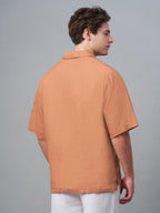 Men's Brick 100% Linen Loose Fit Shirt