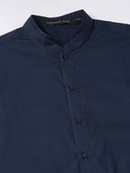 Men's Navy Cotton Lycra Slim Fit Shirt