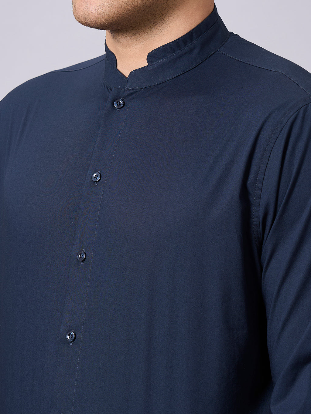 Men's Navy Cotton Lycra Slim Fit Shirt