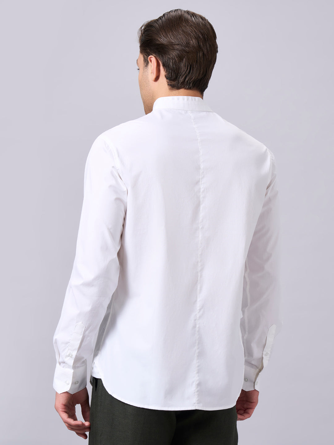 Men's White Cotton Lycra Slim Fit Shirt