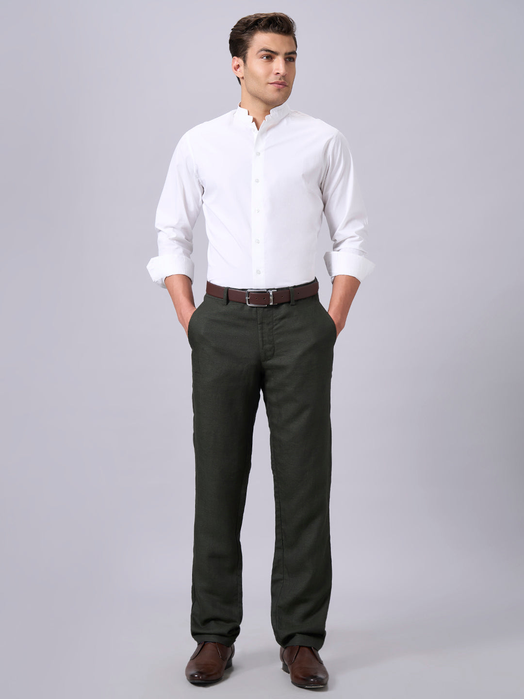 Men's White Cotton Lycra Slim Fit Shirt