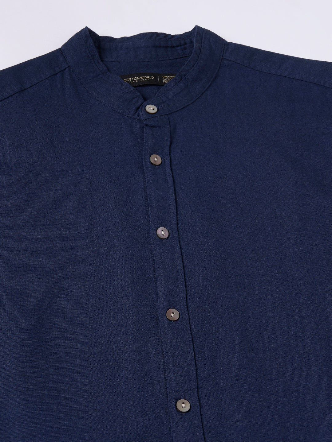 Men's Navy Linen Cotton Regular Fit Shirt