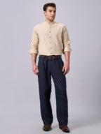 Men's Sand Linen Cotton Regular Fit Shirt