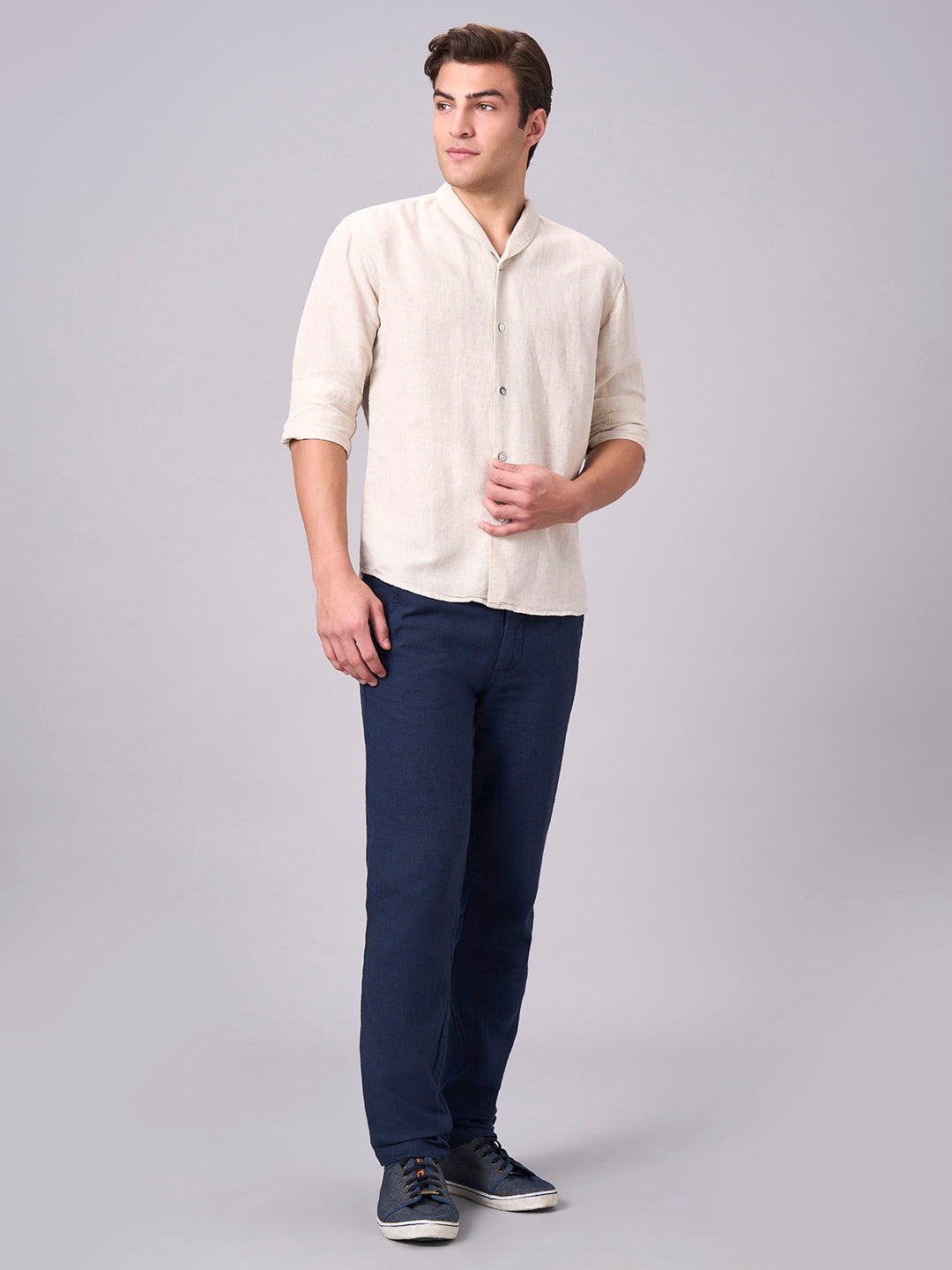 Men's Natural Linen Cotton Regular Fit Shirt