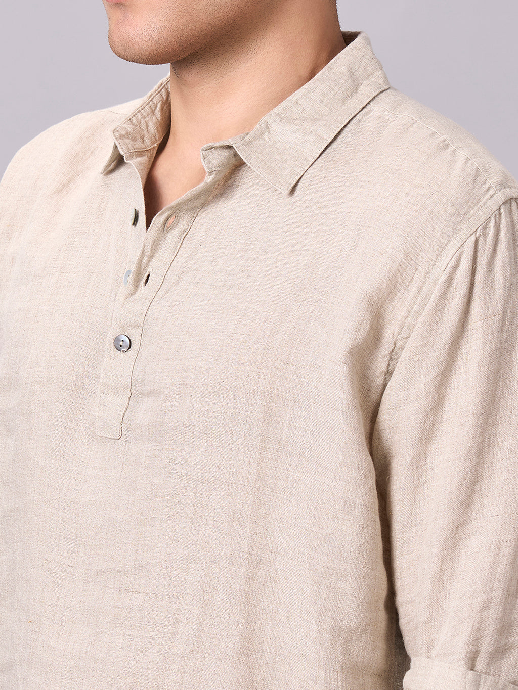 Men's Natural 100% Linen Regular Fit Shirt