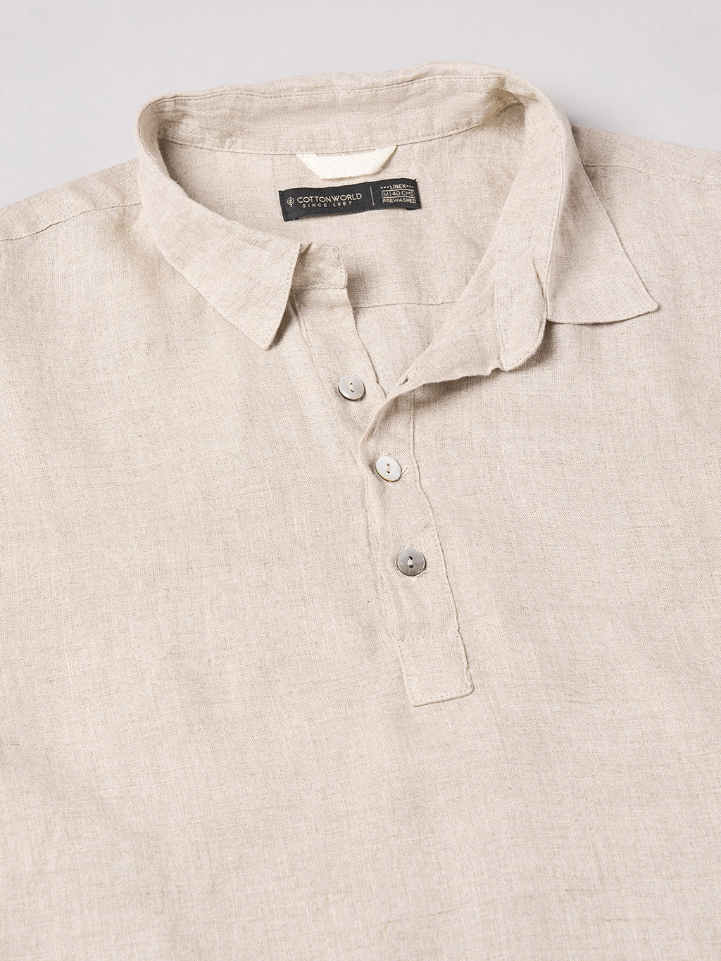 Men's Natural 100% Linen Regular Fit Shirt