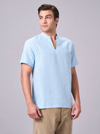 Men's Sky Linen Cotton Regular Fit Kurta Shirt