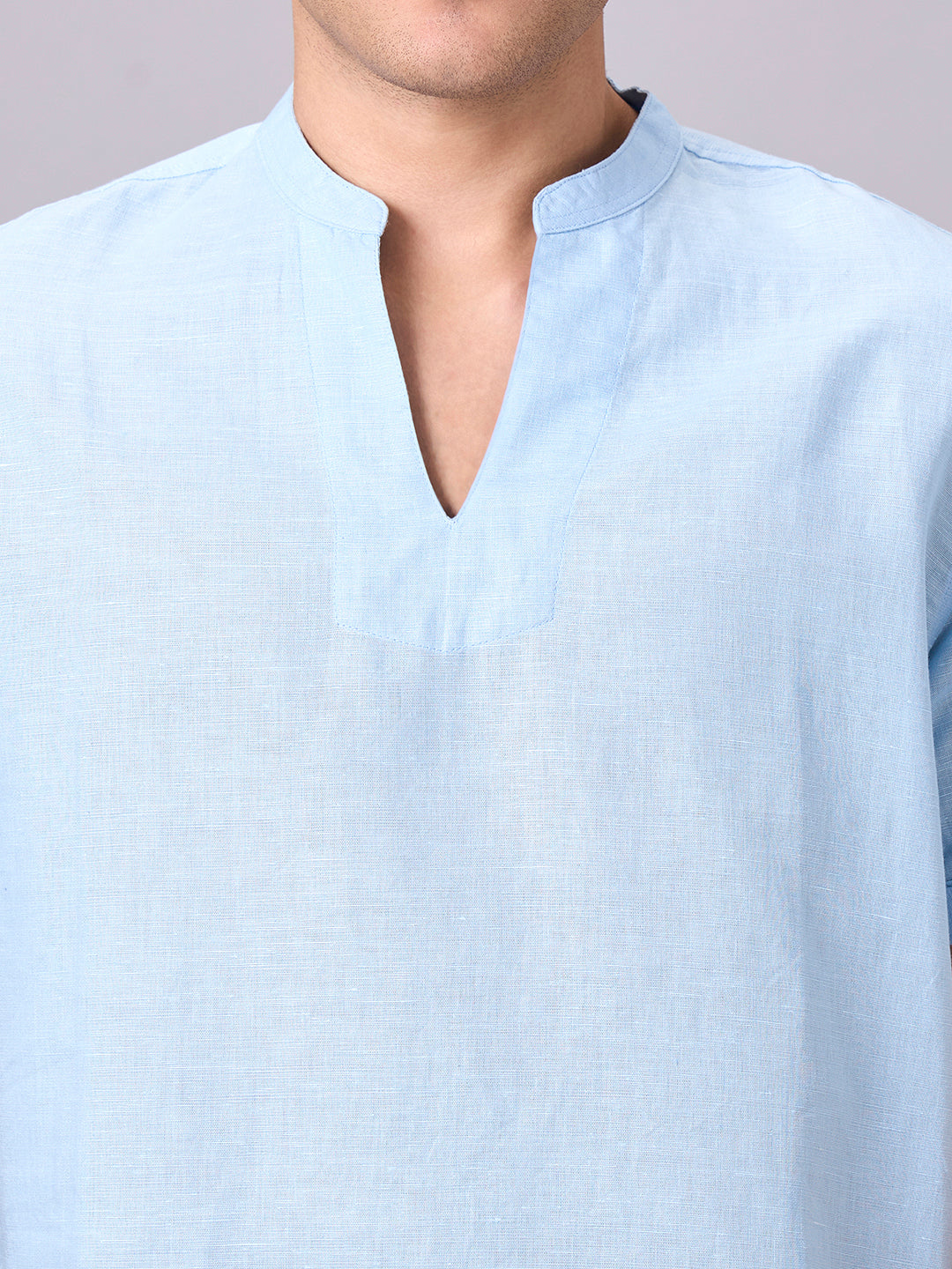 Men's Sky Linen Cotton Regular Fit Kurta Shirt