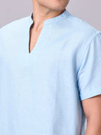 Men's Sky Linen Cotton Regular Fit Kurta Shirt