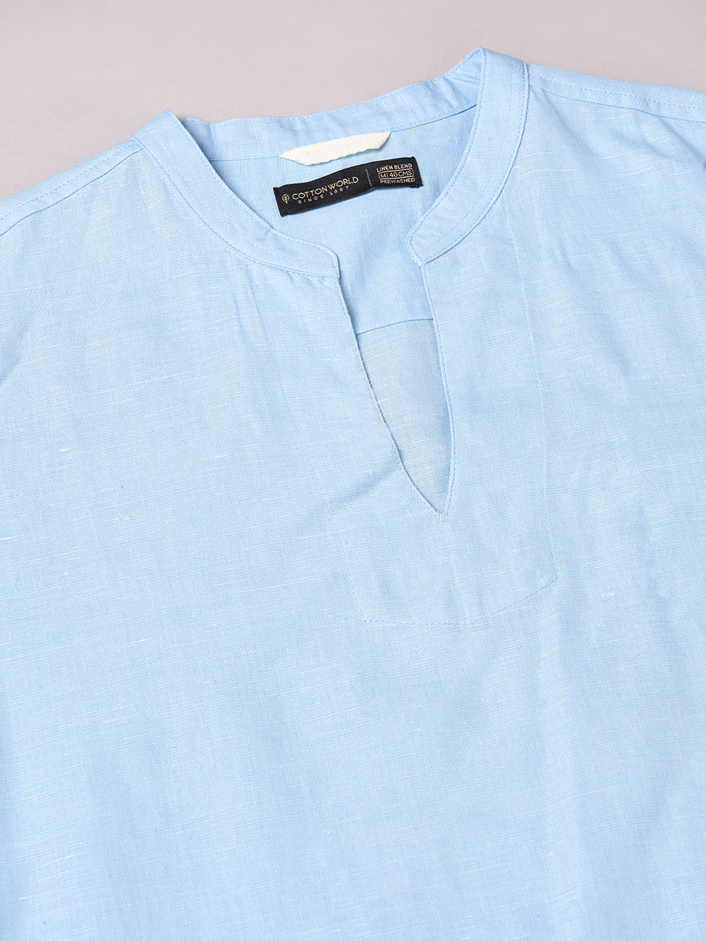 Men's Sky Linen Cotton Regular Fit Kurta Shirt