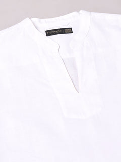 Men's Linen Cotton Regular Fit Kurta Shirt White