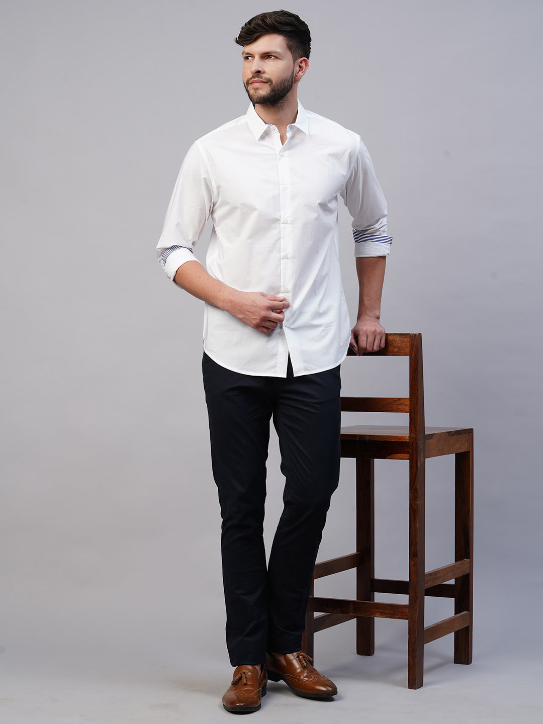 Men's Cotton White Slim Fit shirt