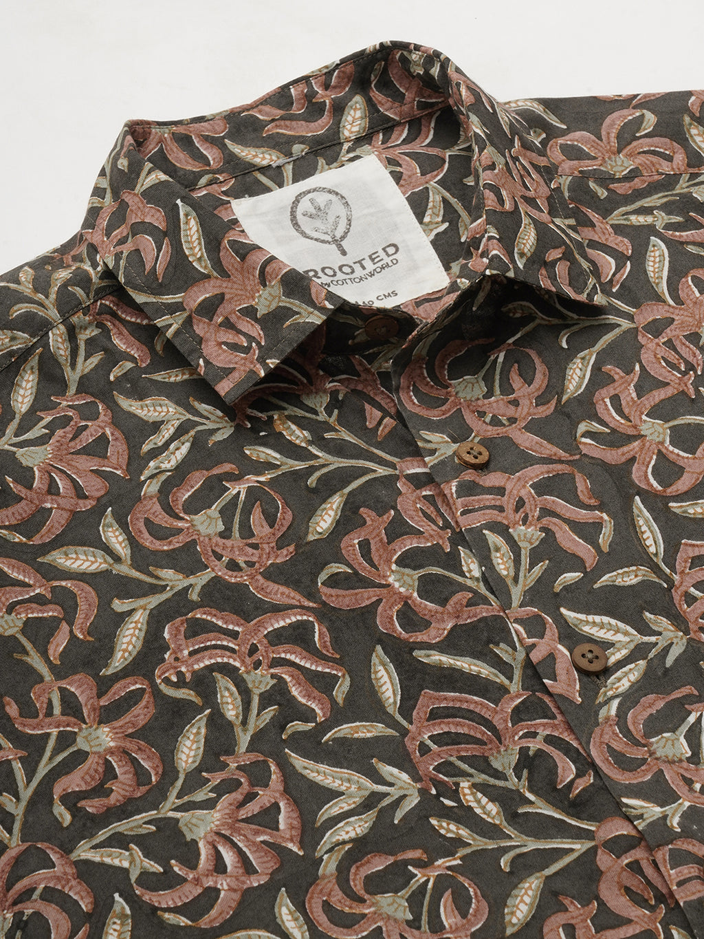 Men's Cotton Hand Block Printed Slim Fit Grey Shirt