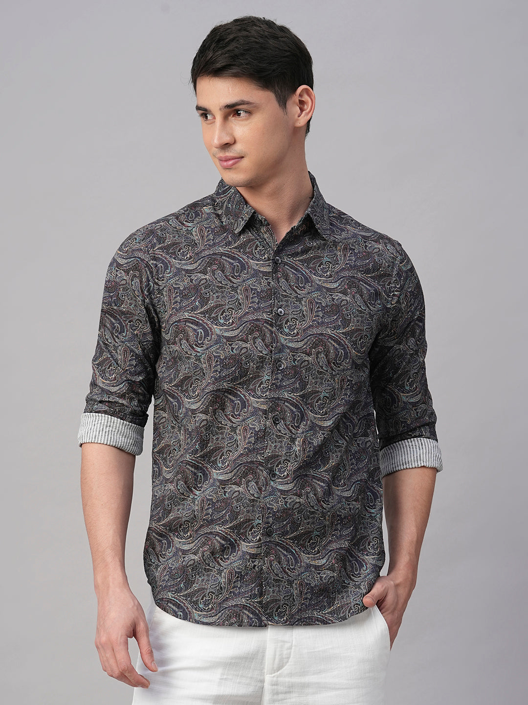 Men's Navy 100% Cotton Slim Fit Shirt
