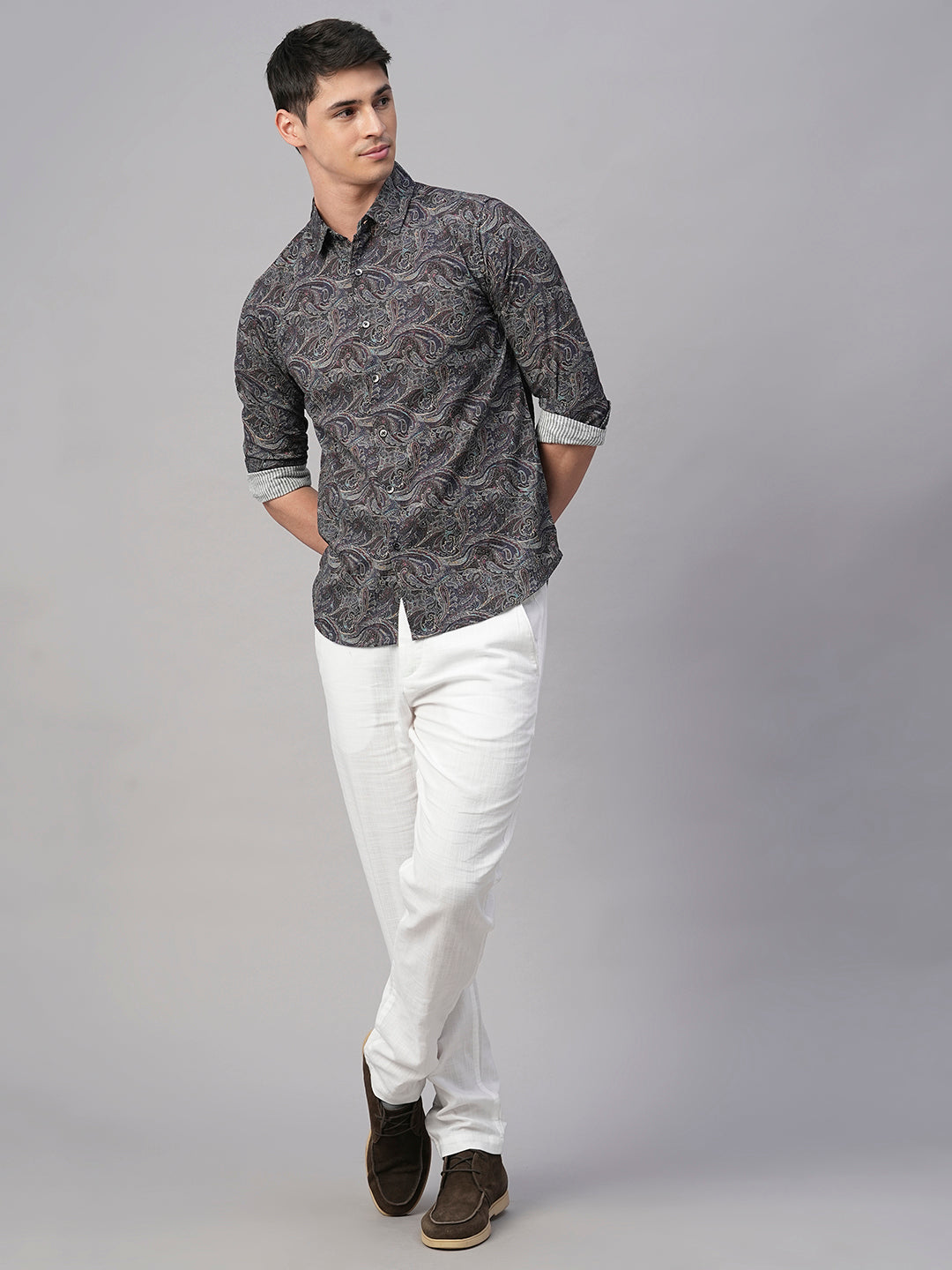 Men's Navy 100% Cotton Slim Fit Shirt
