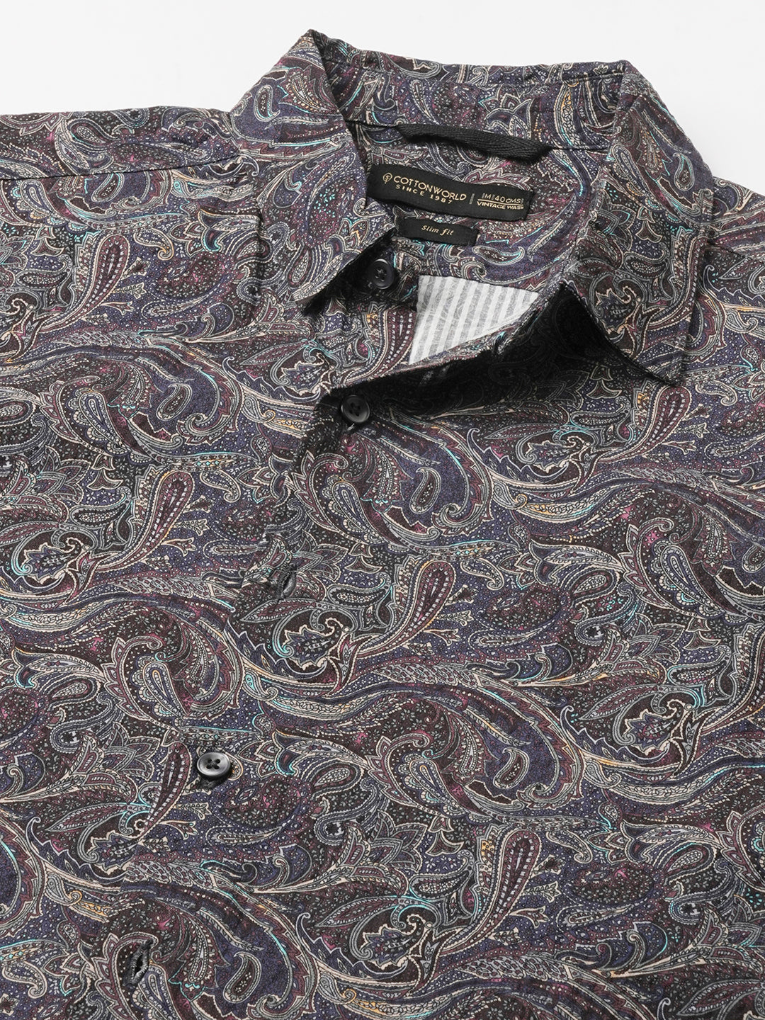 Men's Navy 100% Cotton Slim Fit Shirt
