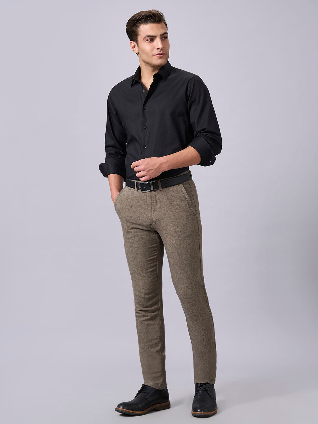 Men's Black 100% Cotton Slim Fit Shirt