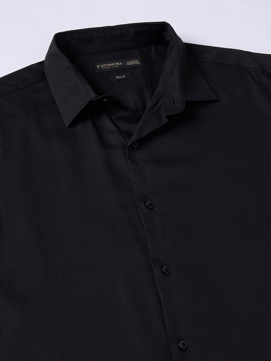 Men's Black 100% Cotton Slim Fit Shirt