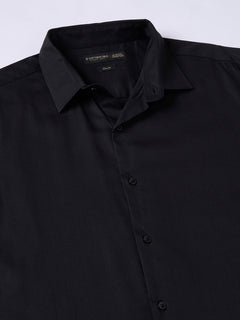 Men’s Cotton Slim Fit Solid Shirt Black
