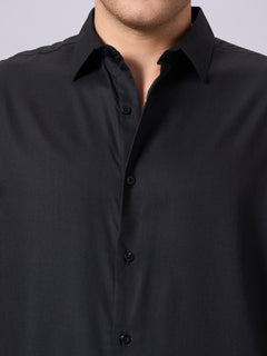 Men’s Cotton Slim Fit Solid Shirt Black