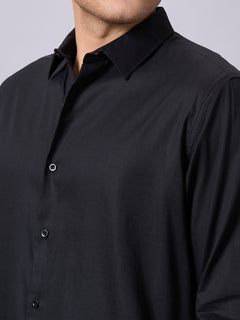 Men’s Cotton Slim Fit Solid Shirt Black