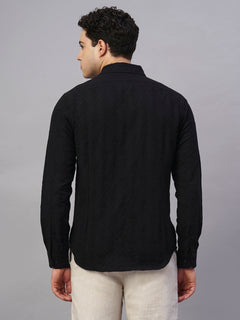 Men’s Cotton Slim Fit Jacquard Shirt Black