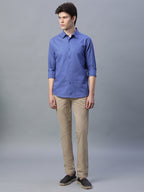 Men's Blue 100% Cotton Slim Fit Shirt