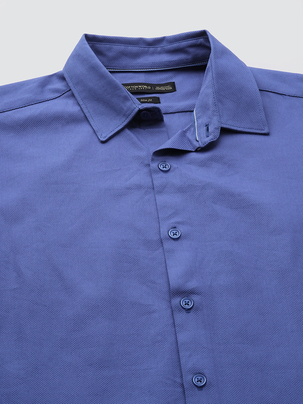 Men's Blue 100% Cotton Slim Fit Shirt