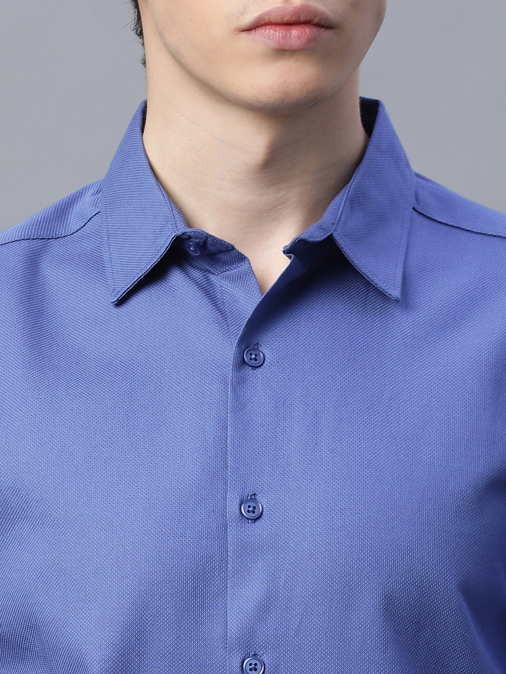 Men's Blue 100% Cotton Slim Fit Shirt