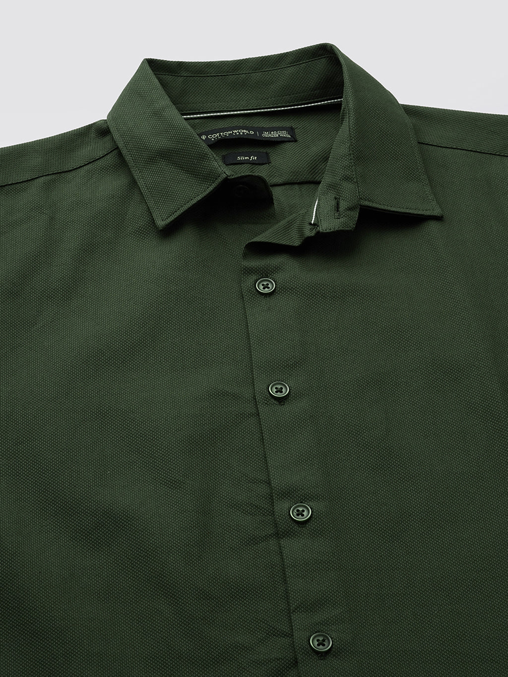 Men's Olive 100% Cotton Slim Fit Shirt