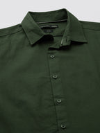 Men's Olive 100% Cotton Slim Fit Shirt