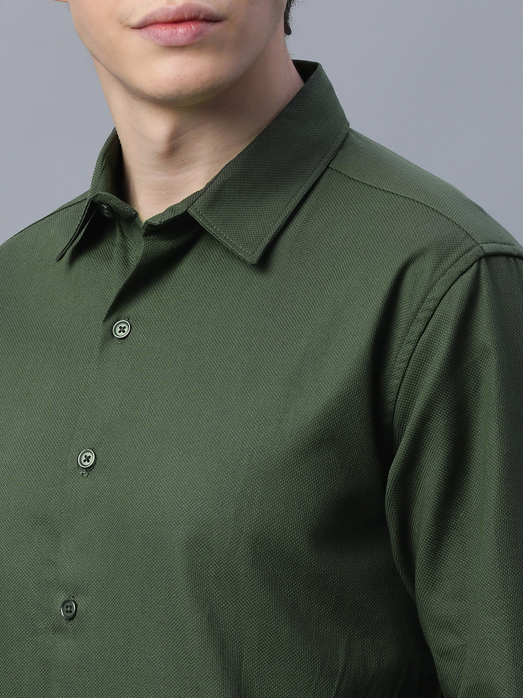 Men's Olive 100% Cotton Slim Fit Shirt