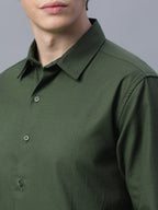 Men's Olive 100% Cotton Slim Fit Shirt