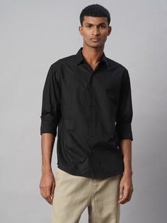 Men’s Cotton Slim Fit No Pocket Shirt Black