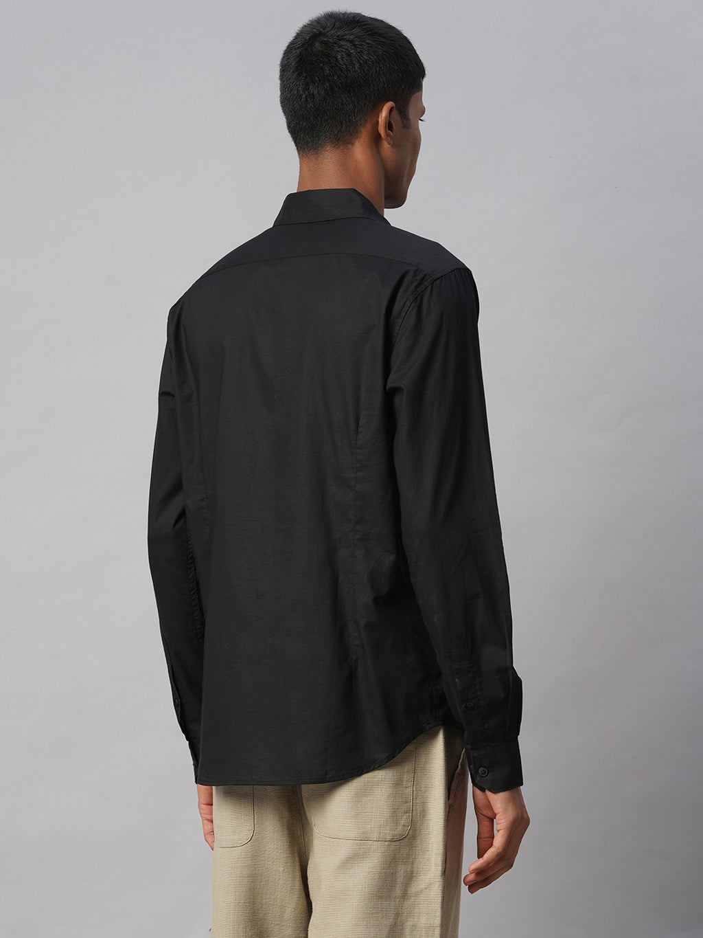 Men's Black 100% Cotton Slim Fit Shirt