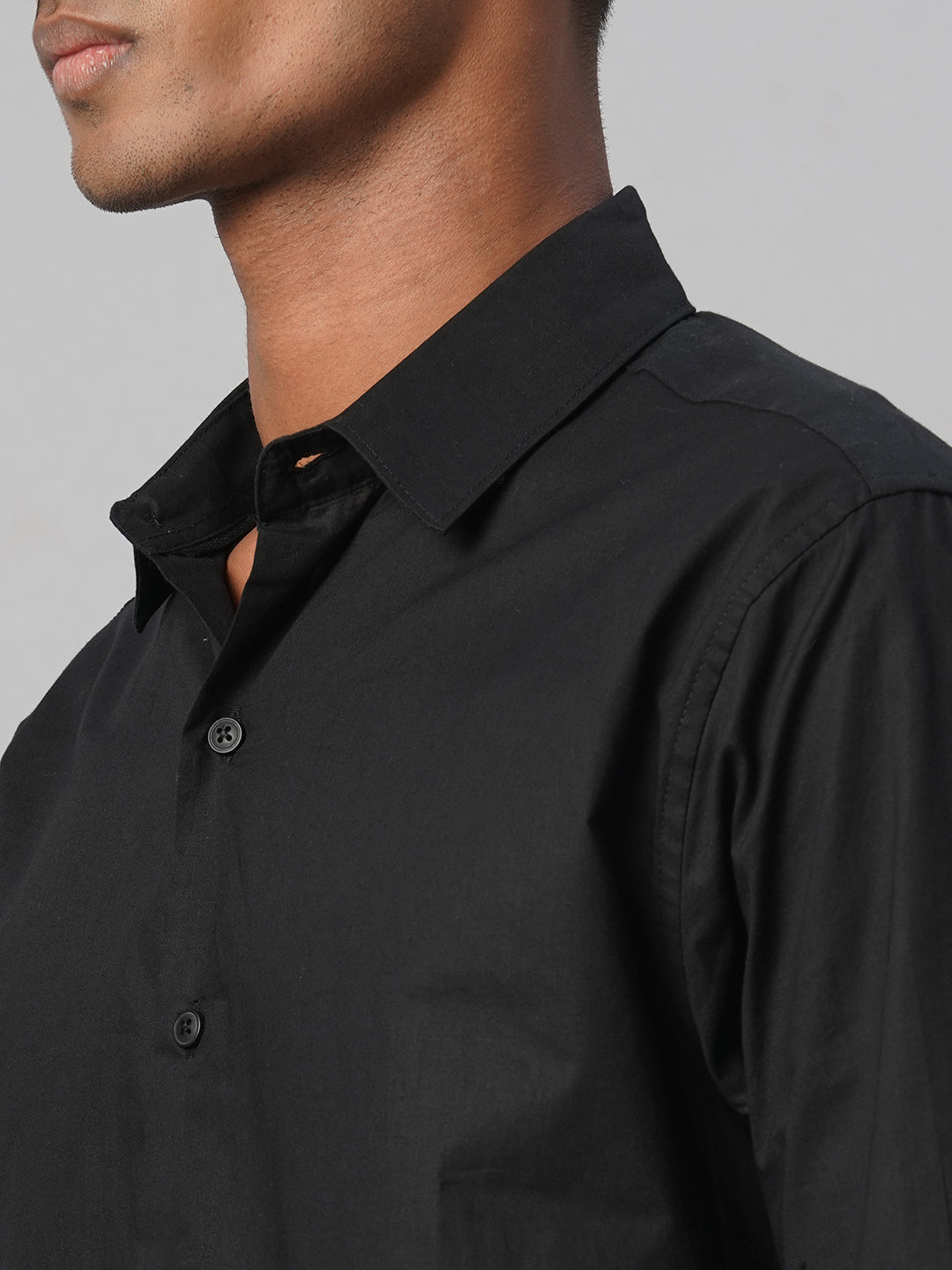 Men's Black 100% Cotton Slim Fit Shirt