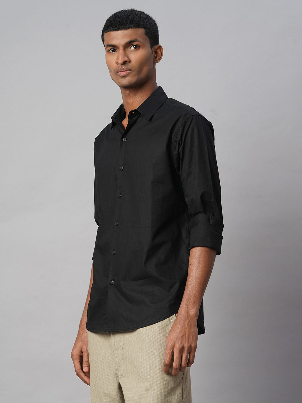 Men's Black 100% Cotton Slim Fit Shirt