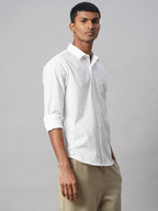 Men's White 100% Cotton Slim Fit Shirt