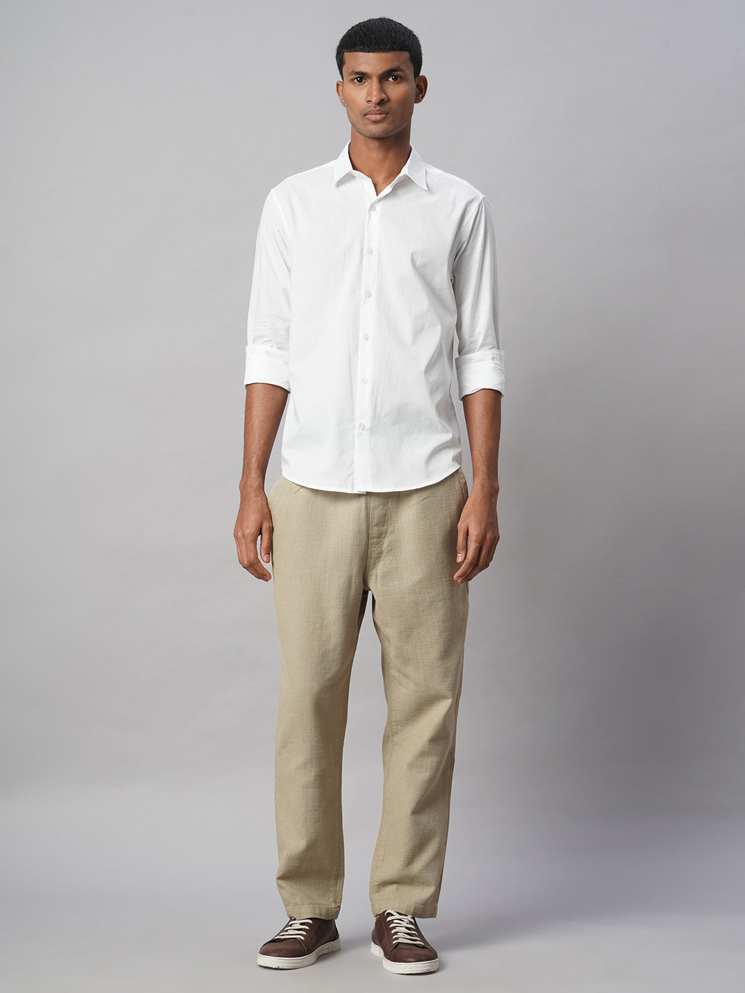 Men's White 100% Cotton Slim Fit Shirt